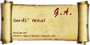 Gerő Antal névjegykártya
